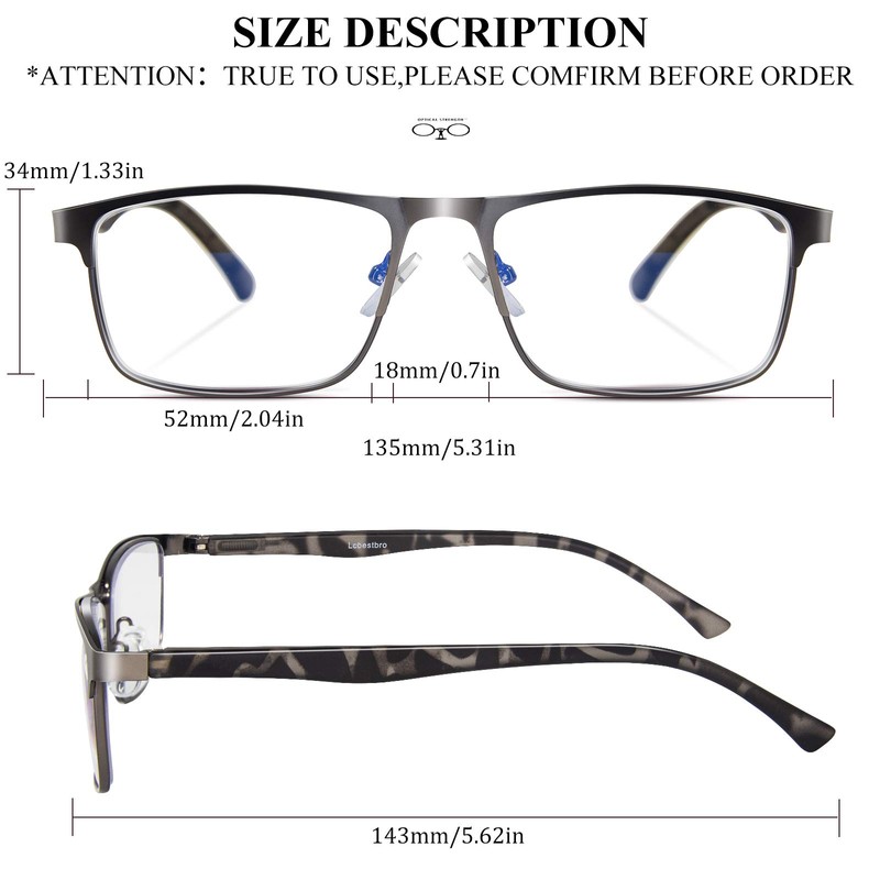 Lcbestbro 3 Pack Business Blue light Blocking Reading Glasses for