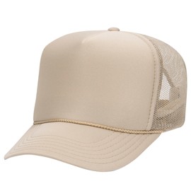 Joe's USA OTTO Foam Trucker Hats - Customizable 5-Panel High Crown Mesh Back Caps for DIY, Bulk, and Wholesale - Khaki