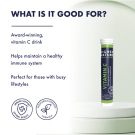 Higher Nature - Fizzy C - Vitamin C Effervescent Tablets - Immune System Support - Vitamin C 1000mg - Vegan - 20 Tablets