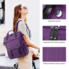 LOVEVOOK 17 inch Laptop Backpack for Women, Teacher Nurse Work Travel Backpacks Purse,Computer Bag with USB Charging Port, Purple