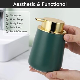 Segbeauty Ceramic Foaming Soap Dispenser, 13.5oz Refillable Hand Soap Dispenser with Pump, 400ml Empty Press Foam Soap Pump Bottle, Foam Soap Dispenser for Modern Bathroom Kitchen Decor