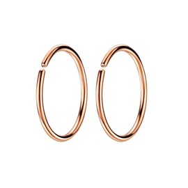 Rose Gold Small Hoop Earrings for Cartilage Nose, Tiny Thin 6mm Rosegold Piercing Hoop Ring 22 Gauge Nose Rings Hoop 22G Tragus Helix Daith Rook Snug Piercing Rings 2 Pieces