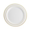 100 Piece Plastic Party Plates White Gold Rim, 50 Premium