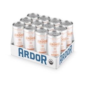 ARDOR White Peach, Functional Sparkling Water w/ Organic Caffeine from Green Tea (Energy) & Organic L-Theanine (Focus/Calm). Zero Sugar, Zero Calories, Plant Based (12 oz, 12-pack).