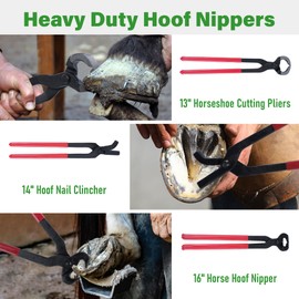 lukar 8PCS Farrier Tools Kit Horse Hoof Trimmers, Includes Horse Hoof Nipper, Horseshoe Cutting Pliers, Hoof Nail Clincher, Hoof Hammer, Hoof Knife, Rasp File, Horseshoe Brush