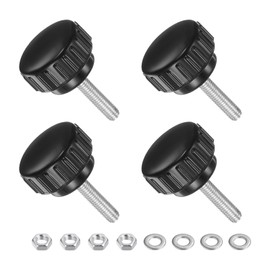 CoCud Thumb Screw Knurled Knobs Set, M5 x 20mm Male Thread 25mm Head, Clamping Screw Threaded Stud Hand Knobs Grip Kit with Nuts Washers, (Applications: for Machinery Lathes), 4-Set