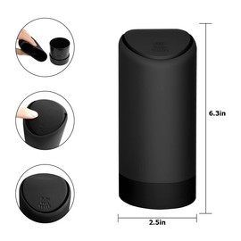 BELOMI Car Trash Can, Mini Silicone Auto Garbage Container with Lid, Waterproof Leakproof Portable Trash Dustbin, Vehicle Rubbish Bins for Automotive, Home, Office, Kitchen, Bedroom (Black)