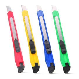 4 Pack Box Cutter Knife, 3-rd Gen Utility Knives, Razor Blade Opener, Utility Knives, Box Cutters Retractable, Small Work Knife by Htaexpu