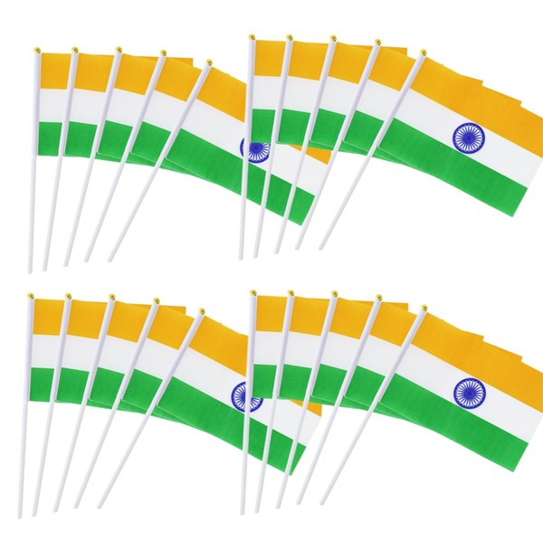 50 Packs India Flags Hand-hold Mini Flag Small Hand-waved Indian