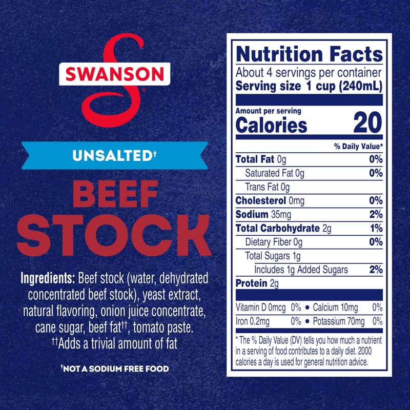SWANSON S Unsalted Beef Stock, 32 oz Carton