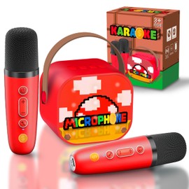 OYAKG Mini Karaoke Machine 2 Microphones, Pixel Art Style & Mario Toys for Kids Ages 3 4 5 6 7 8-12, Microphone Toys for Boys Girls 3-15 Years Old, Birthday Gifts for Kids Boys Age 3-10 [2025 Version]