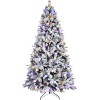Makeatree 8 ft Prelit Snow Flocked Artificial Christmas Tree with