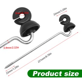 DUZFOREI 25PCS 8 Inch Electric Fence Curved Insulator Ring Insulator Long Arm Multi Purpose Insulator for Wooden Post for Polytape Polywire Tape Rope Electric Wire Curved