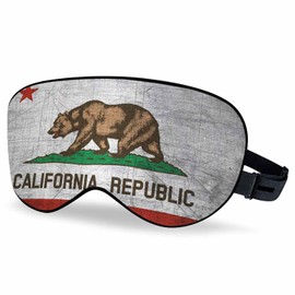 Vnwoalu California Sleep Eye Mask Vintage Grunge Bear Flag Men Women Sleep Mask with Adjustable Strap Eye Cover Eye Shade for Travel, Nap,Meditation