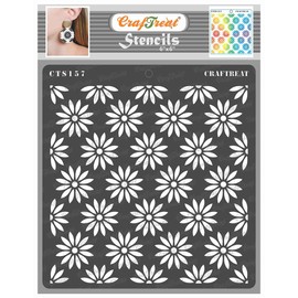 CrafTreat Daisy Flower Stencils for Painting on Canvas, Wallart, Journal Notebook, Home Decor and Scrapbooking - Daisy Background - 6"X6" Room Decor Stencils - Reusable Stencil Arts & Crafts Supplies
