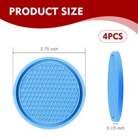 Dogary 4 PCS Automobile Cup Holder Coaster, 2.75 Inch Cup Holders Embedded in Ornaments Coaster Accessories, PVC Soft Glue Non Slip Shockproof, Suitable for Most Cars, SUVs, Trucks (Blue)