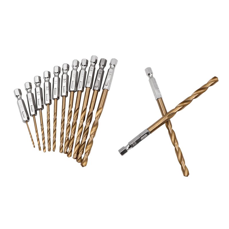 ZONADA 1/4” Hex Shank HSS Drill Bits, 13pcs in Set