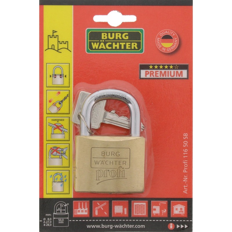 BURG WÄCHTER 116 50真鍮南京錠50 mm