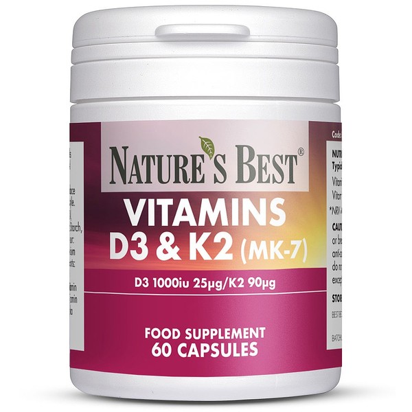 Natures Best Vitamins D3 1000iu & K2 90µg, High Strength Formula, 120 CAPSULES IN 2 POTS