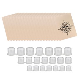 Tattoo Skin Practice Kit,320Pcs Tattoo Fake Skin and Ink Caps Kit, Silicone Tattoo Fake Skins,Includes Mixed 300Pcs Small Pigment Ink CupsSmall/Medium/Large and 20Pcs Tattoo Skin,Tattoo Supplies