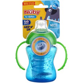 Nuby No-spill Cup Super Spout, Grip N' Sip, Step 1, , 4M+ 8 OZ (Pack of 6)