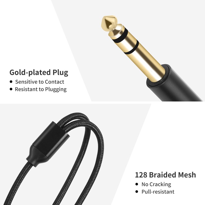 Lrbners 1FT 6.35mm Stereo Male to Dual 6.35mm Female Splitter