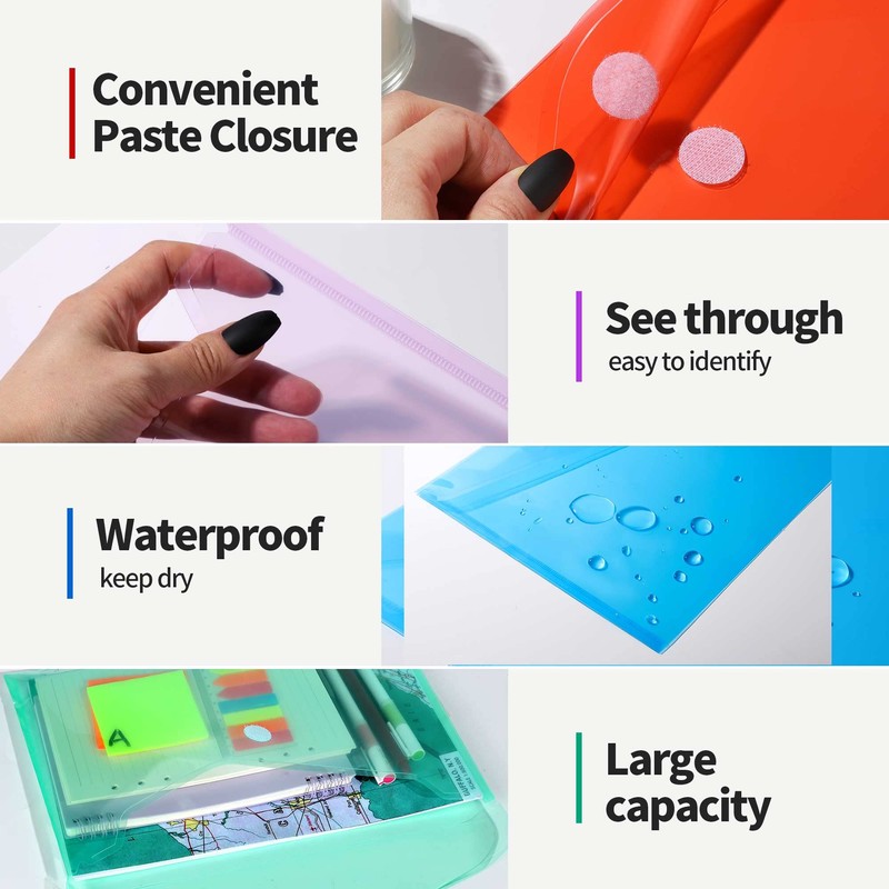 LEOBRO Plastic File Folders for Documents, 20 Pack Plastic Envelopes,