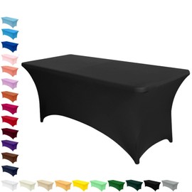 AMFUN Spandex Tablecloth, 1 Piece 4 ft Stretch Tablecloth, Rectangular Tailored, Washable and Wrinkle-Free Tablecloth for Outdoor Event Wedding Banquet