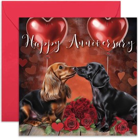 Cute Dog Anniversary Cards for Women - Happy Anniversary Greeting Card for Partner - Husband Wife Boyfriend Girlfriend - Dog Owner Anniversary Cards - Love Gifts - Special Couple