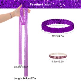 6 Pcs 70s Disco Accessories Women Disco Costume Jewelry Disco Sequin Scarf Headband Diamond Bracelet Ball Necklace Earring Glasses