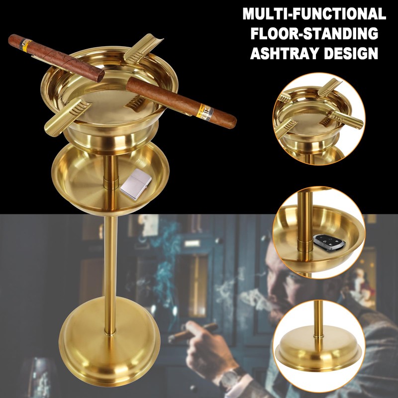 Tall Outdoor Floor Standing Cigar Ashtray,Stable Stainless Steel Standing Ashtray
