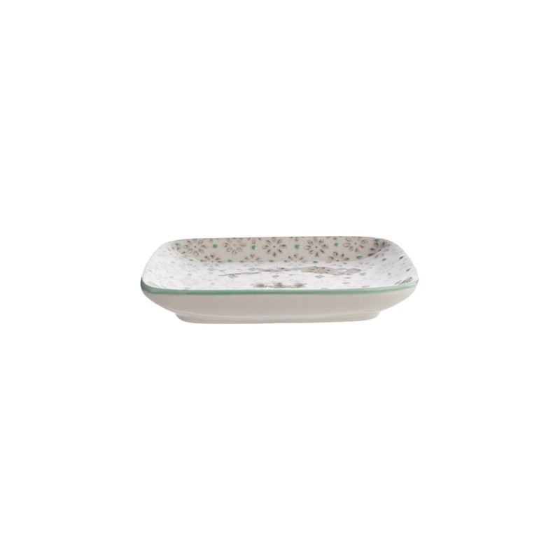 Large Rectangular Soap Dish Tray Taditional/Blue Ceramic with Holes for