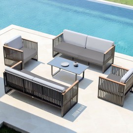 Easy-Going Patio Furniture Non-Slip Cushion Covers Outdoor Seat Cushion Waterproof Covers with Zipper 22x20x4 in 2 Pieces, Gray