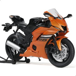 Risopen 1/12 Motorcycle Model Toy Compatible with Yamaha YZF-R6 1000R Die-Cast Alloy Motorcycle Model No Assembly Required Mini Racing Moto Collection Gift for Adults (Orange)