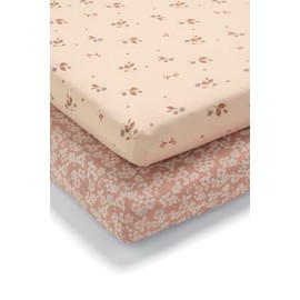 Mamas & Papas 2 Pack Cot/Bed Fitted Sheets (72 x 140cm), Berry