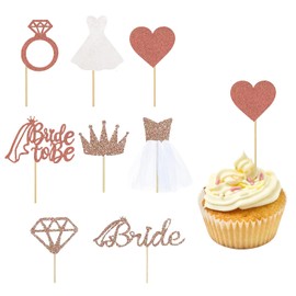 32 Piece Rose Gold Glitter Band Ring Wedding, Bridal Shower, Anniversary, Party Decor Supplies, Cupcake Decorating, Birthday Party, Perfect for Bridal Shower, Engagement Party, Bachelorette Party