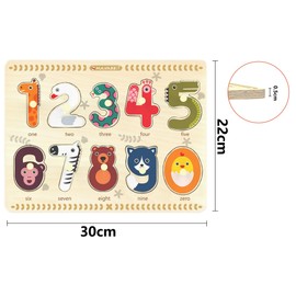 Puzzles for Toddlers 2-4, Wooden Puzzles for Toddlers, Wood Peg Puzzle for Preschool Kids, Number Learning Puzzles Baby Board Puzzle Toys, 1 2 3 Shape Knob Puzzle for Girls Boys 18Months and Up