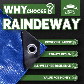 Blue Tarp 6x8 Feet 8 Mil, UV Resistant, Durable, Multipurpose Waterproof Poly Tarp Cover with Metal Grommets and Reinforced Edges by RAINDEWAY