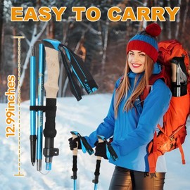 Vtizikl 2025 Ultralight Adjustable Walking Poles - 2 Pack Collapsible Trekking Sticks with Cork/EVA Handle (110-125cm) for Hiking, Arthritis Support & Outdoor Walking - Aluminium Alloy​ (Blue)