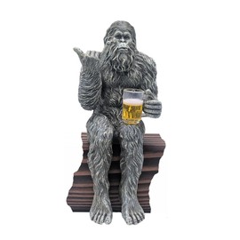 John Bernard & Company Party Bigfoot Male Hang Loose Beer Drinking Decorative Sasquatch Yeti Statue/Figurine 10 Inch H Shelf Sitter Figurine (Stone Gray)