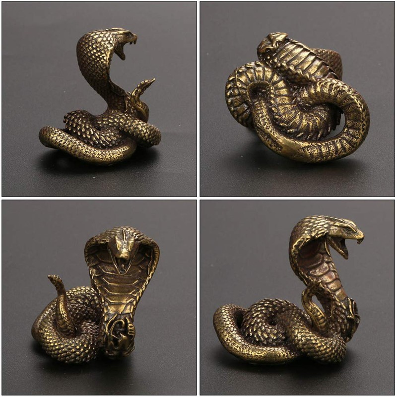 Toddmomy Brass Cobra Snake Statue Cobra Snake Sculpture Cobra Figurine