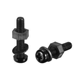 TOP-VIGOR 20Pcs M5x25mm Nylon Screw Nut Washer Assortment Kit, Round Head Machine Screw Bolt Nuts Flat Washers for Fixing Component, Industrial and Construction Fasteners, Black