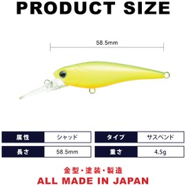 Lucky Craft Baby Shad 60SP Regular Type Fishing Lure (3112 Mala Lime Chart)