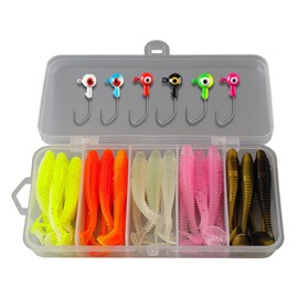 CENPEK 36 Pcs Fishing Lures With Heads Hooks Kit Soft Plastic Grubs Soft Fishing Soft Lures For Bass Freshwater Saltwater Crappie Trout