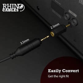 rhinocables 3.5mm to 2.5mm Adapter Jack, Female 3.5mm Socket to Male 2.5mm Plug, Standard to Mini Stereo Jack Plug Adapter with Gold Plated Contacts (Pack of 1)