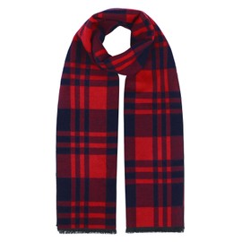 Plaid Scarf for Men Soft Warm Winter Scarves Mens Fashion Scarf Soft Long Shawl Red & Black