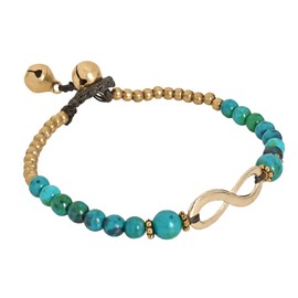 AeraVida Beautiful Infinity Symbol with Malachite & Fashion Brass Beads Handmade Link Bracelet | Fashionable Boho Bracelet for Women