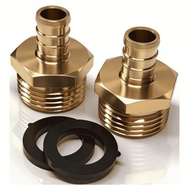 3/4"PEX to 3/4" Garden Hose Male Adapter for PEX-B/C Tubing (2 Pack,Brass)