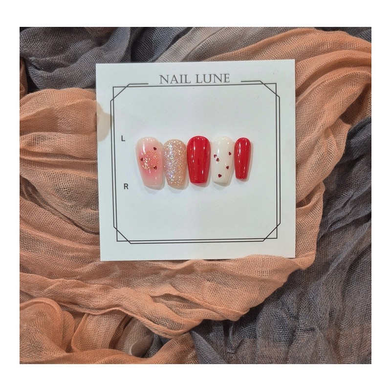 Handmade Nail Tips*Kids Nails Lovely Heart Nails - I agree