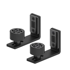 CCJH Sliding Barn Door Floor Guide Adjustable Wall Mount Flush Bottom Door Guides (2, Black)